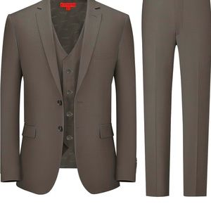 Gioberti Boy's Formal 3 Piece Suit Set, Charcoal with white button down shirt